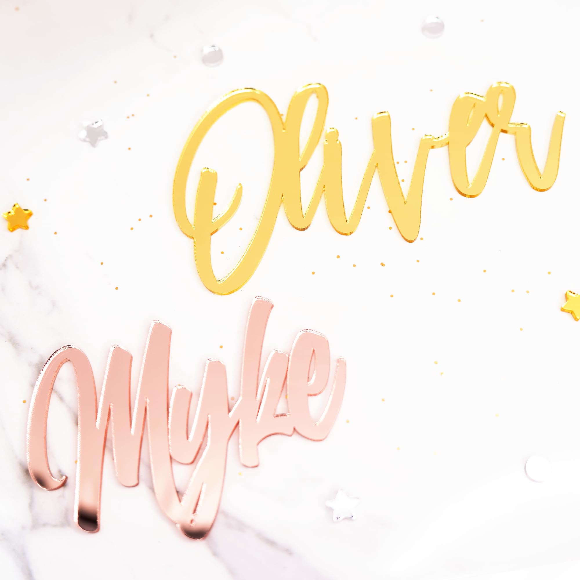 Custom Acrylic Cake Name Sign - Personalized Cake Topper Plaque for Birthday, Baby Shower & Wedding - Cake Letters Decoration for Dessert Tables & Party Displays