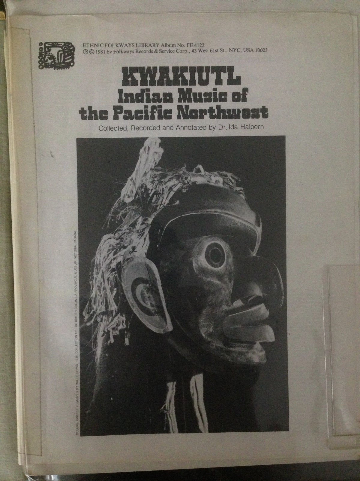 Kwakiutl Indian Music of the Pacific Northwest LP Set 1981 - Authentic Native American Folk Songs for Cultural Enthusiasts & Music Collectors | Perfect for Study, Meditation & World Music Exploration