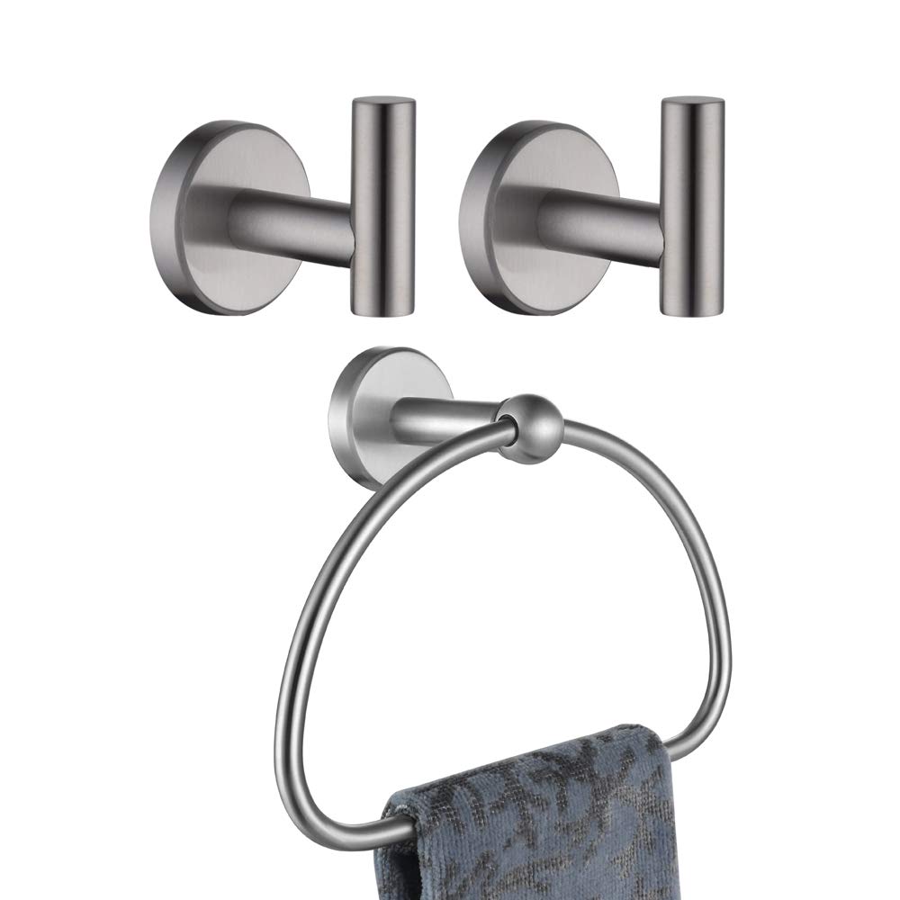 Stainless Steel Towel Ring Holder - 7 Inch Brushed Nickel Wall Mounted Bathroom Accessory (TR160-BN) - Perfect for Bathrooms, Powder Rooms & Spa Areas