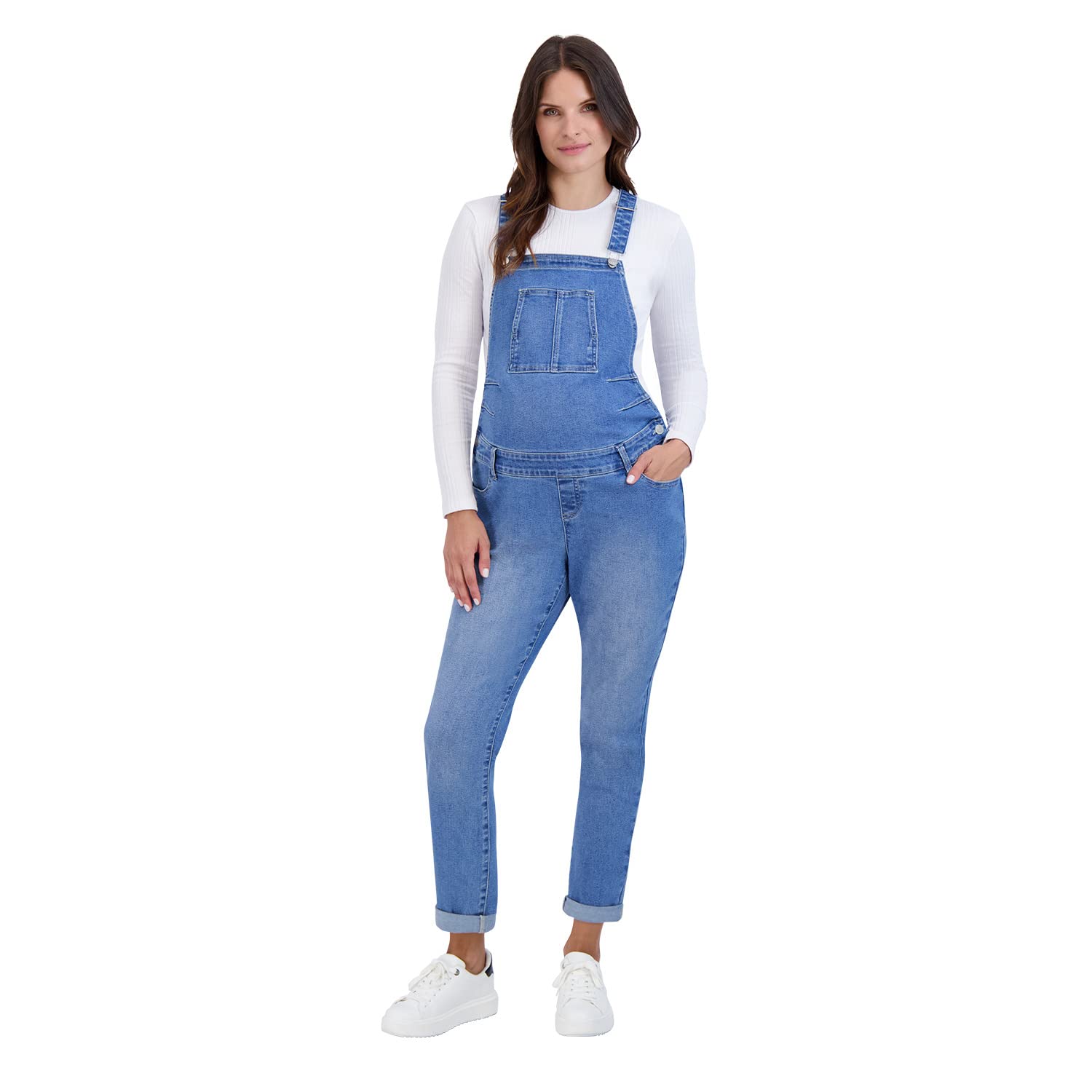 Savi Parker Women’s Maternity Overalls - Comfortable Denim Bib Straight Leg Jumpsuit for Pregnant Women | Casual Outfit for Pregnancy, Nursing, and Everyday Wear