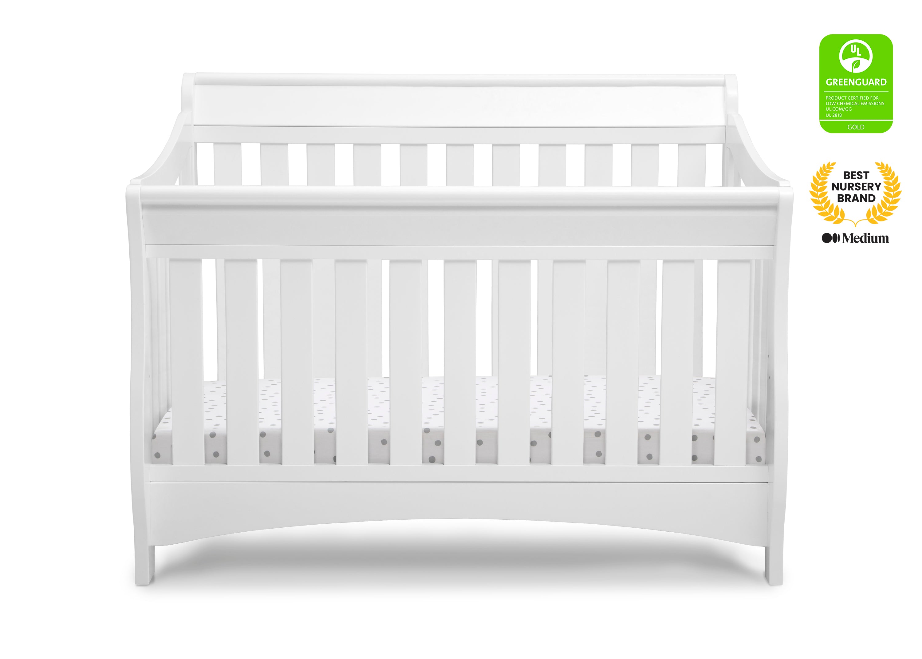 Bentley 'S' Series 4-in-1 Convertible Crib with Toddler Rail - Nursery Bed for Baby to Toddler Transition - Perfect for Modern Nurseries & Daycare Centers