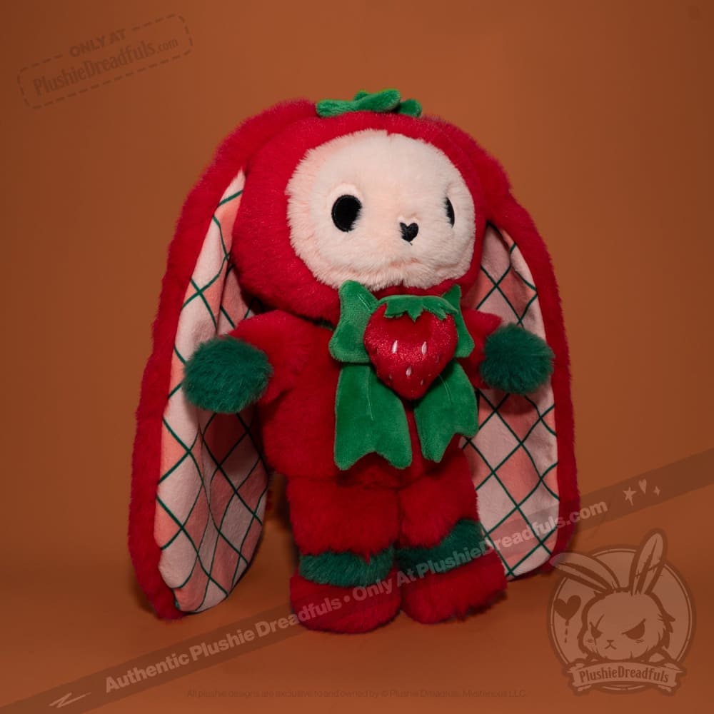 Plushie Dreadfuls Strawbunny Rabbit - Soft Stuffed Animal Toy for Kids, Cute Bunny Plushie for Gifts, Bedroom Decor & Cuddling | Perfect for Nursery, Valentine's Day & Easter