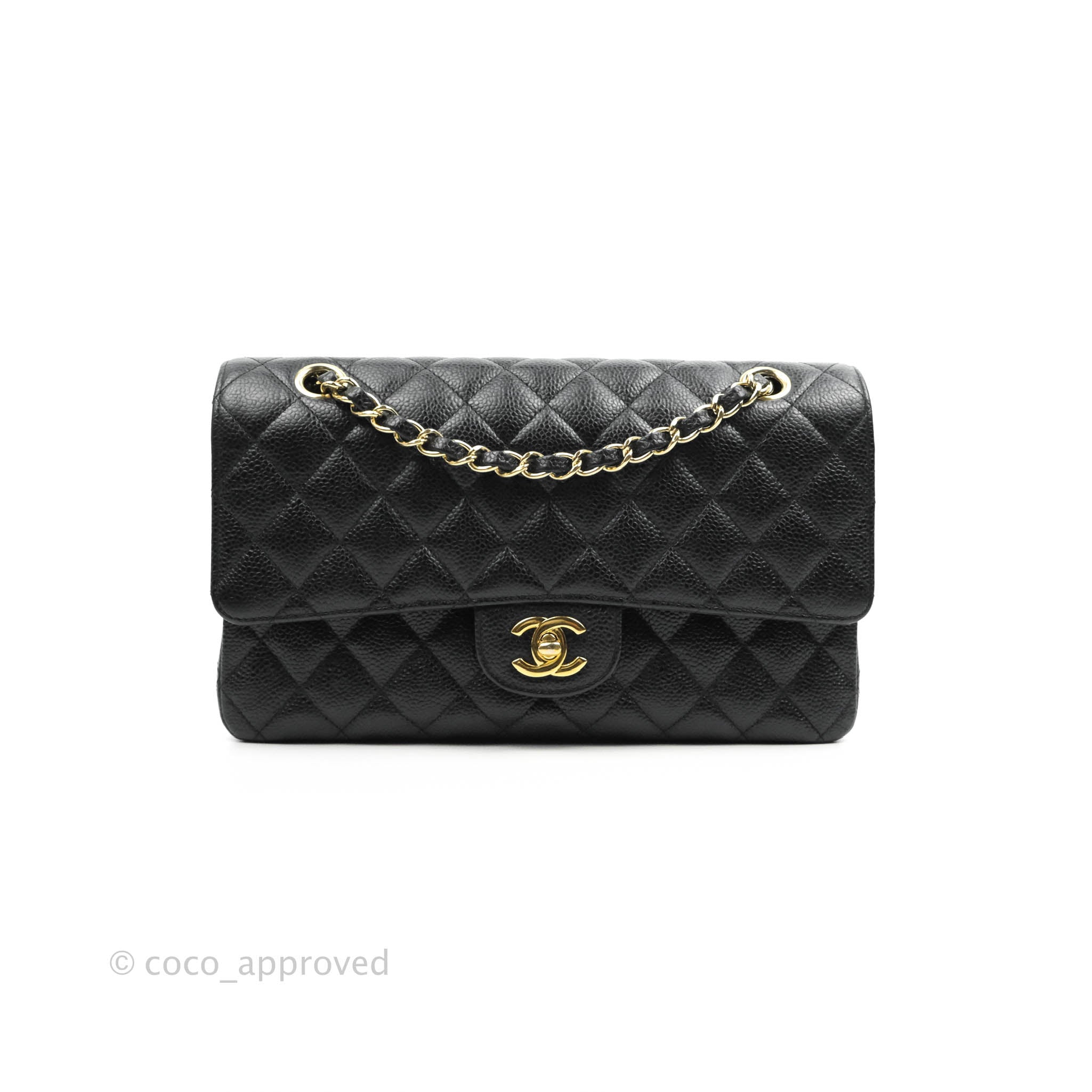 Chanel Classic Medium Double Flap Bag in Black Caviar Leather with Gold Hardware - Luxury Handbag for Women, Perfect for Work, Evening Events & Special Occasions