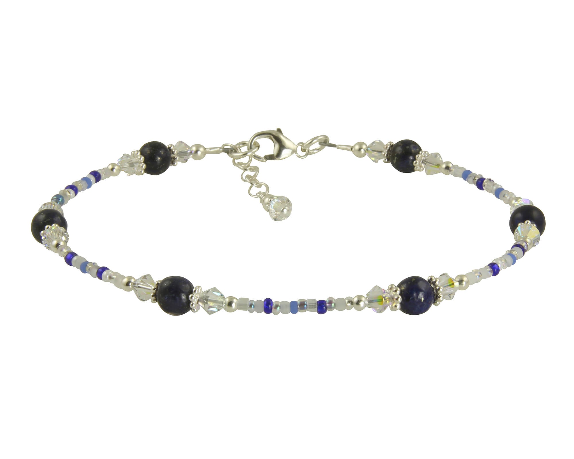 Berlin Blue Sodalite Gemstone Anklet - Natural Healing Stone Bracelet for Women, Adjustable Beaded Ankle Chain - Perfect for Yoga, Meditation & Boho Fashion Accessories