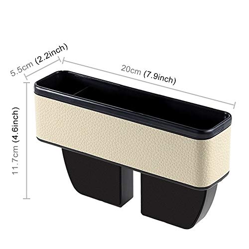 Universal Car Seat Gap Organizer - Multi-Functional Console Side Pocket Storage Box for Phones, Keys & Accessories (Black/Beige) | Fits Between Seats for Neat Car Interior Organization
