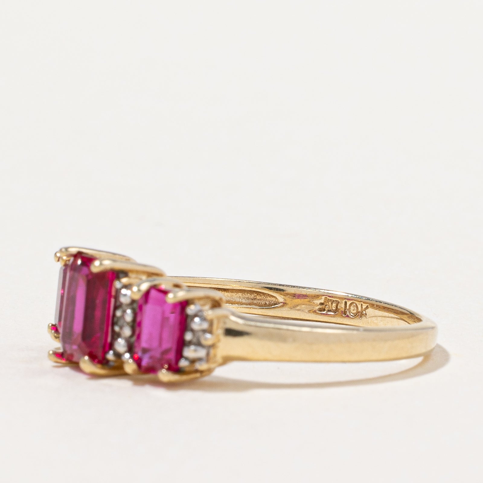1.16ctw Synthetic Ruby & 0.01ctw Natural Diamond Ring - Size 6.75 | Elegant Engagement, Anniversary or Gift Jewelry for Women