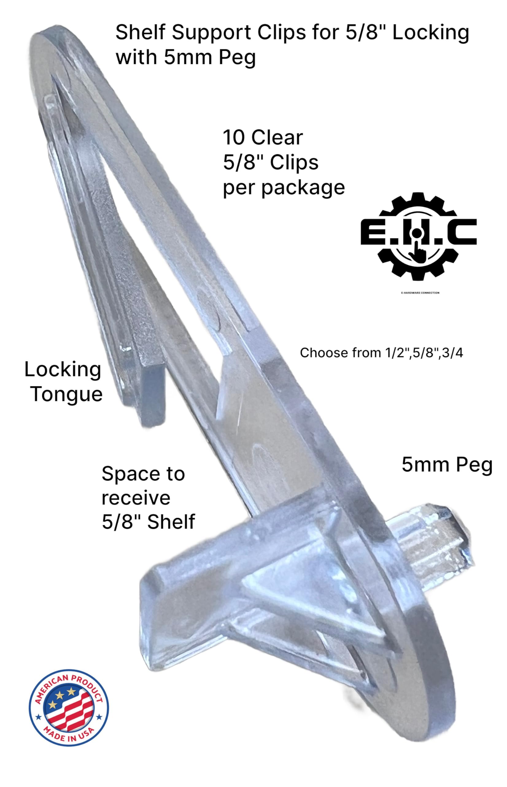 5mm Shelf Support Clips - Locking Pegs for Cabinets & Furniture (10-Pack) - Secure Shelves 5/8
