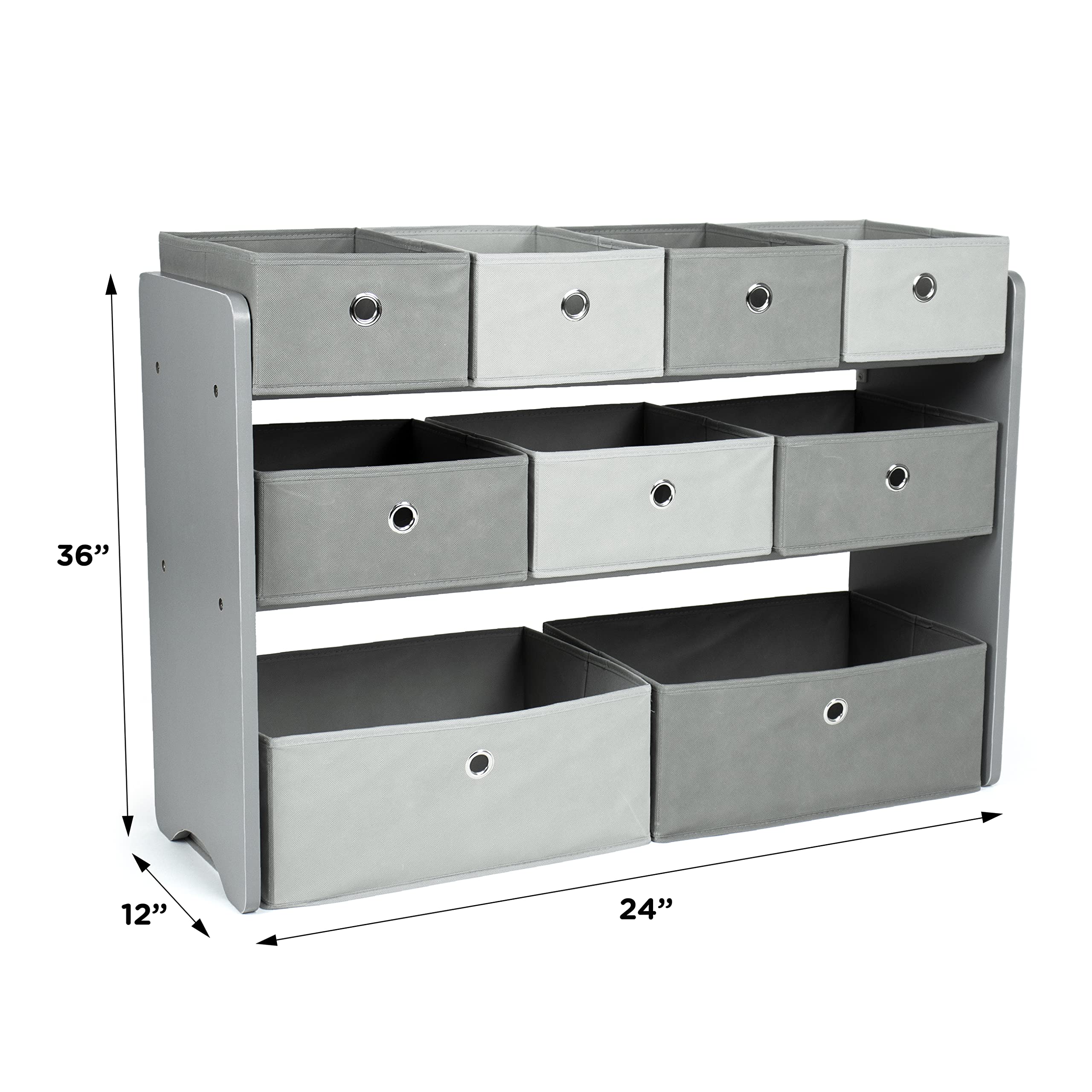 Humble Crew 9-Bin Toy Storage Organizer with Removable Fabric Bins - Light Grey Playroom Organizer for Toddlers & Kids - Nursery, Bedroom & Playroom Organization Solution - Perfect for Storing Toys, Books & Kids' Essentials