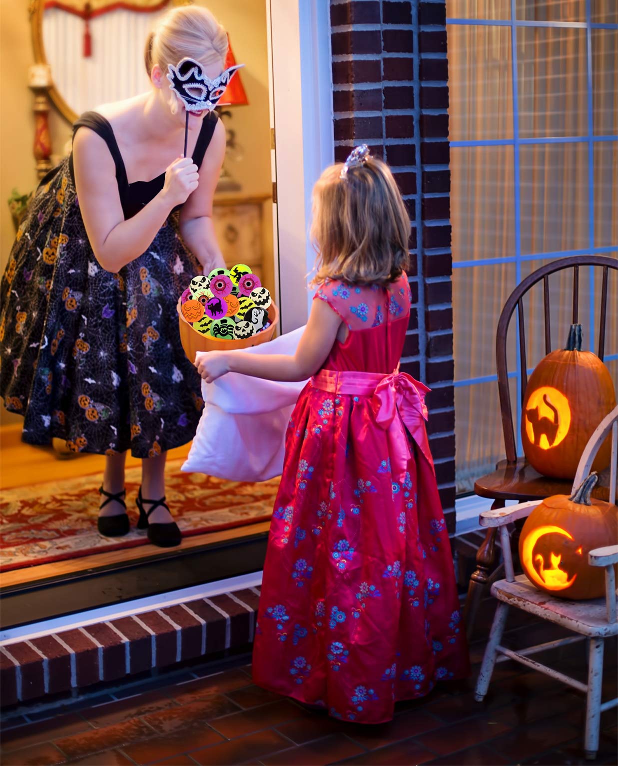 **72-Piece Glow in The Dark Halloween Bouncing Balls - 6 Fun Themed Designs for Trick or Treat, Party Favors, Classroom Rewards & Game Prizes - Perfect for Halloween Parties, School Events & Trick or Treat Bags**