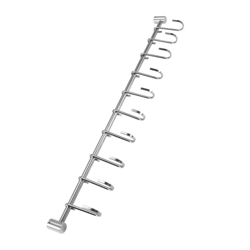 Stainless Steel Wall Hooks for Kitchen & Coat Hanging - Heavy Duty Sliding Hanger Rack for Utensils, Towels & Storage - Perfect for Organizing Small Spaces, Pantry & Entryway
