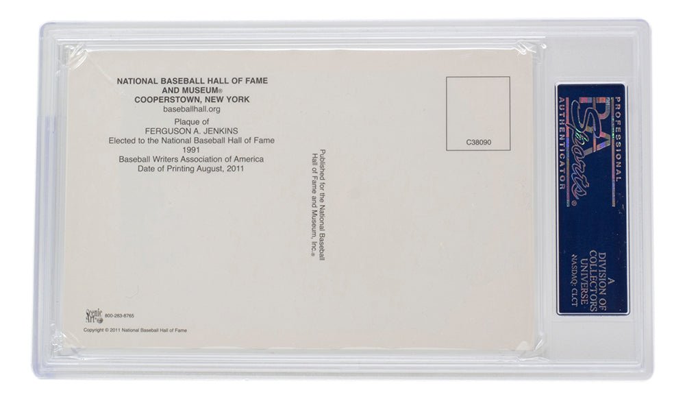 Fergie Jenkins Autographed Chicago Cubs Hall of Fame Plaque Postcard - PSA/DNA Certified 637 - Perfect for Baseball Memorabilia Collectors & Cubs Fans Display