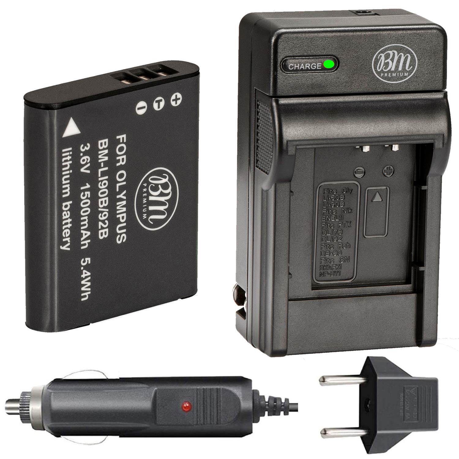 BM Premium LI-42B Replacement Battery & Charger Kit for Olympus Stylus 1040/1050W/1060/1070/1200/7000/7010/7020/7030/7040/Tough 3000/TG-310/TG-320/VR310/VR320/VR330 Digital Cameras - Perfect for Travel Photography & Outdoor Adventures