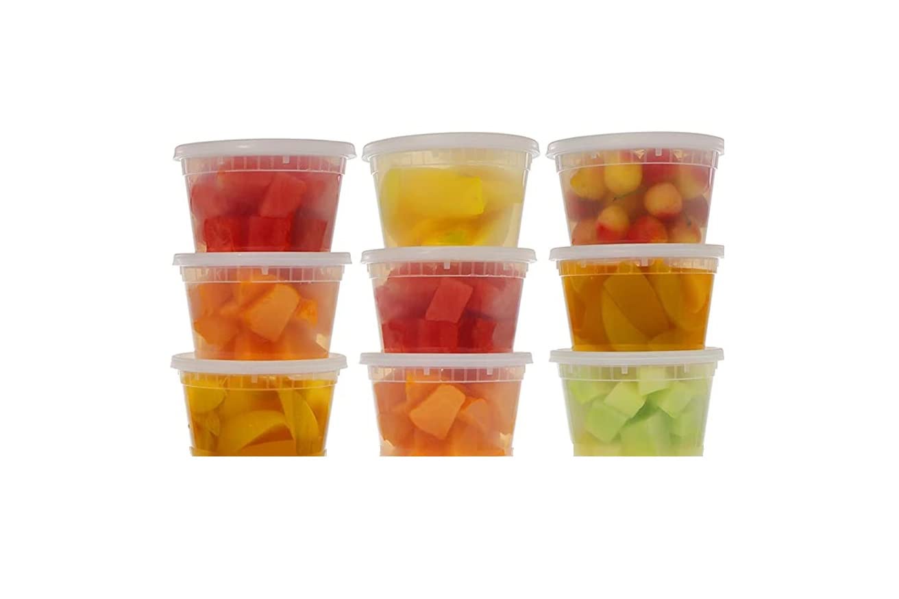 16 oz Clear Plastic Food Storage Containers with Lids - 48 Pack (48 Cups & 48 Lids) - Airtight Leakproof for Deli Foods, Fruits, Meal Prep, Kids Slime & DIY Crafts - Perfect for Home, Office, School & Picnics