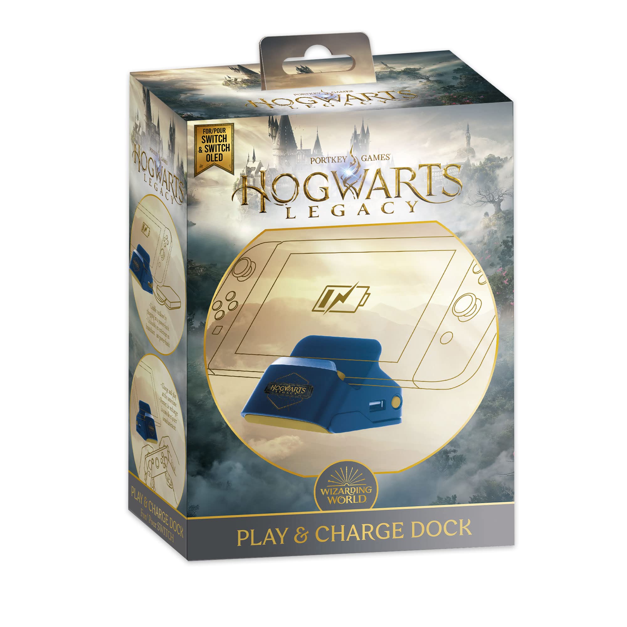 2-in-1 Charging Dock & Stand for Nintendo Switch - Hogwarts Legacy Edition - Fast Charging Gaming Accessory for Harry Potter Fans - Perfect for Home Gaming Setup & Travel
