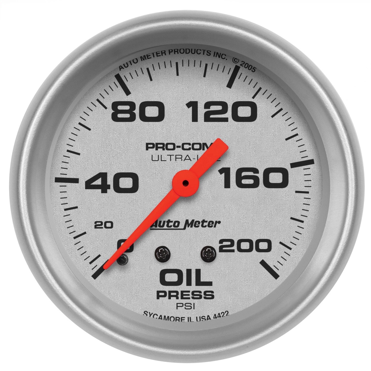 Auto Meter 4422 Ultra-Lite 2.625 Inch Mechanical Oil Pressure Gauge - High Performance Engine Monitoring for Cars, Trucks & Racing Vehicles