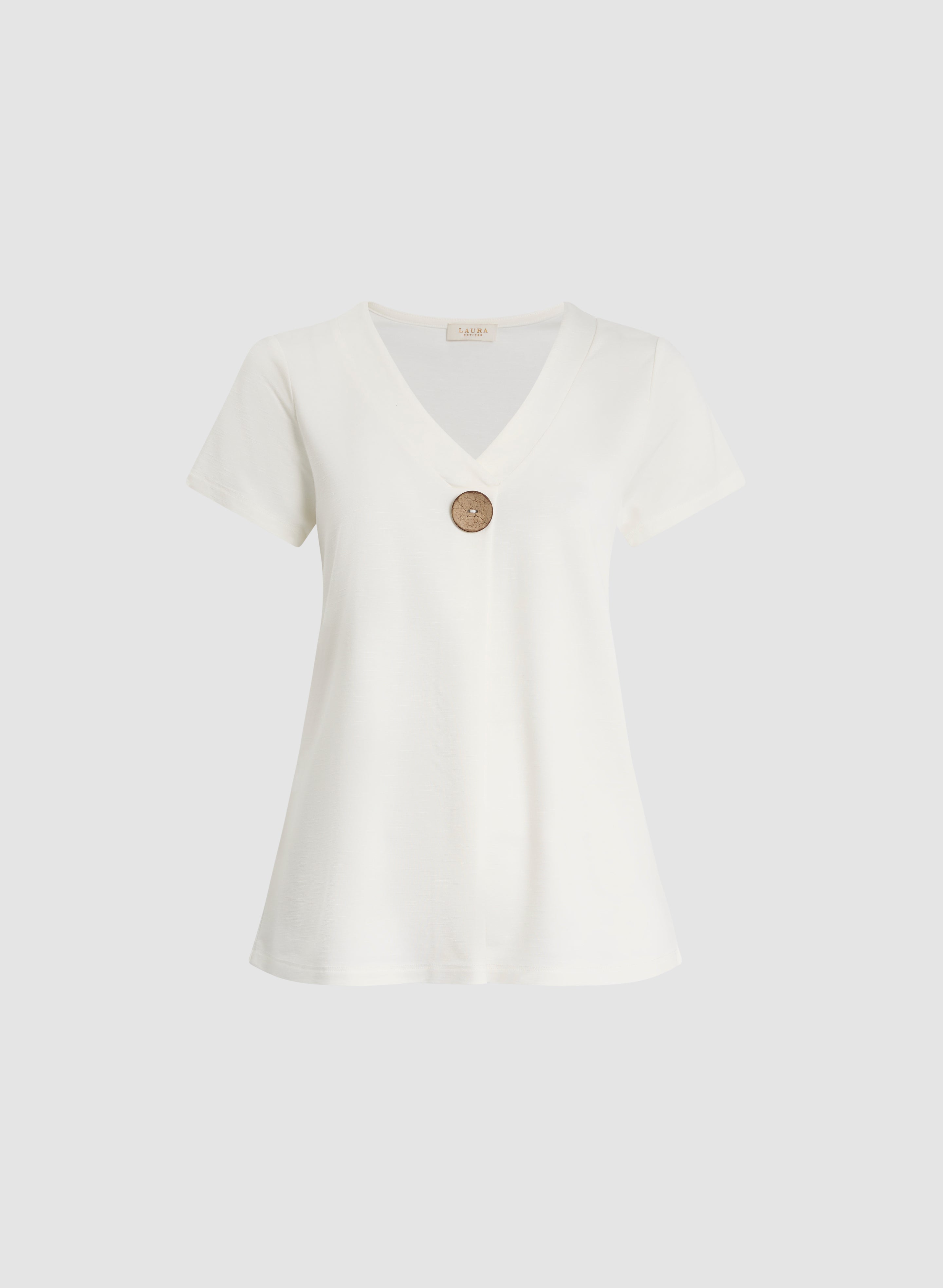Stylish Decorative Button T-Shirt for Women | Trendy Casual Top for Everyday Wear & Outfits