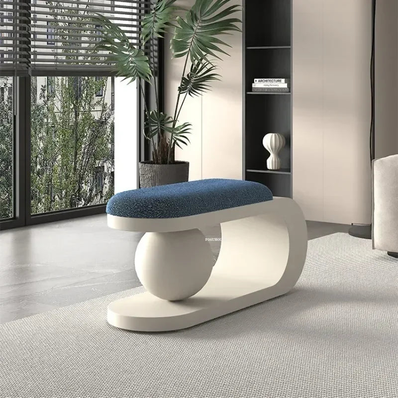 Premium Curve Shoe Changing Bench with Soft Lambswool Cushion - Comfortable Seating for Entryway, Bedroom & Dressing Room