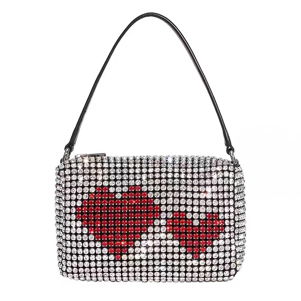 Sparkly Rhinestone Evening Purse for Women - Elegant Silver Clutch Bag for Parties, Weddings & Special Events