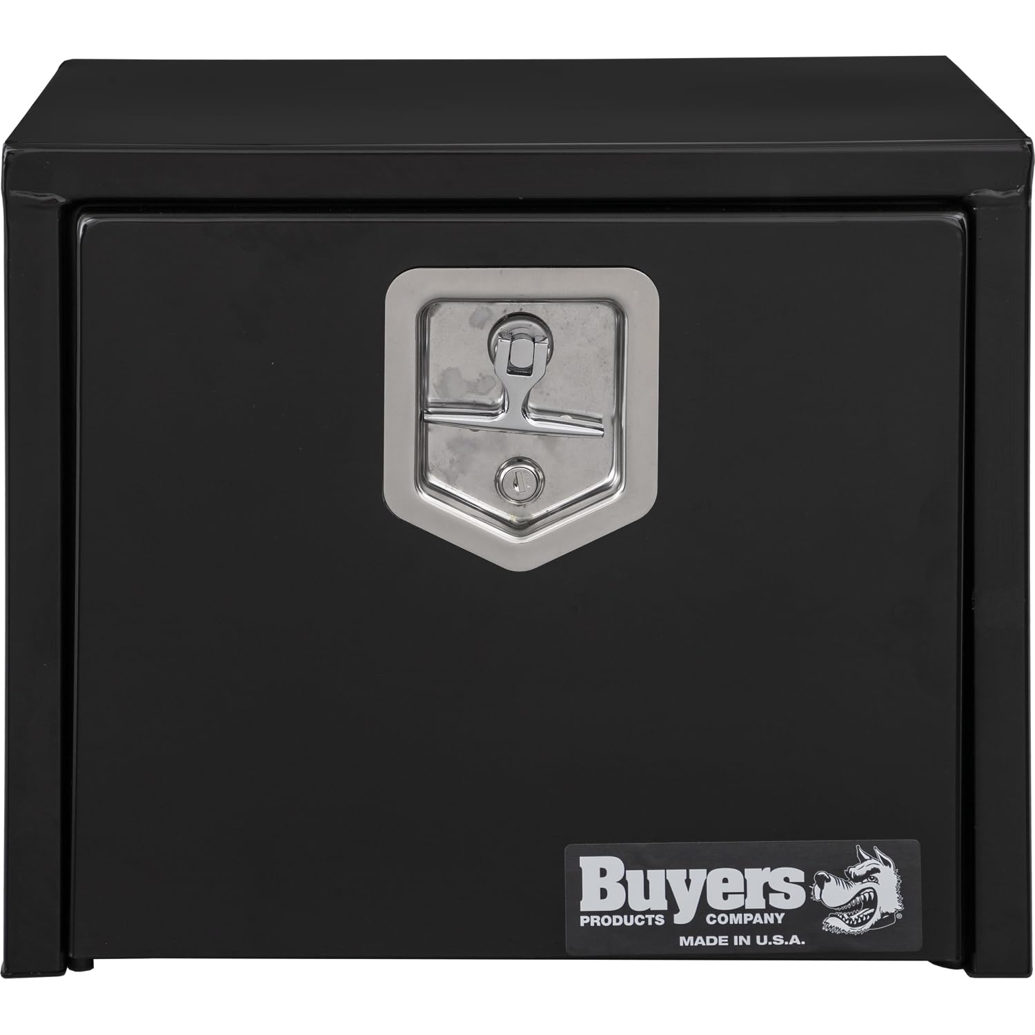 Black Steel Underbody Truck Tool Box with Lockable T-Handle Latch - 15 x 13 x 18 Inch Heavy Duty Storage Box for Pickup Truck Bed - Made in USA - Secure Storage for Tools, Equipment & Work Gear