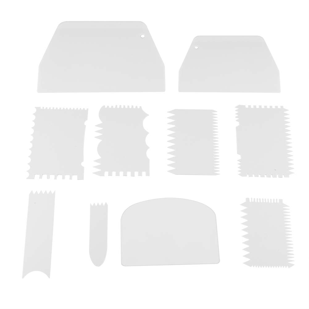 10-Piece Dough Scraper Set - Food Grade Plastic Baking Tools for Cutting Dough & Smooth Icing - Essential Kitchen Utensils for Bakers, Bread Making, Cake Decorating, and Pastry Preparation
