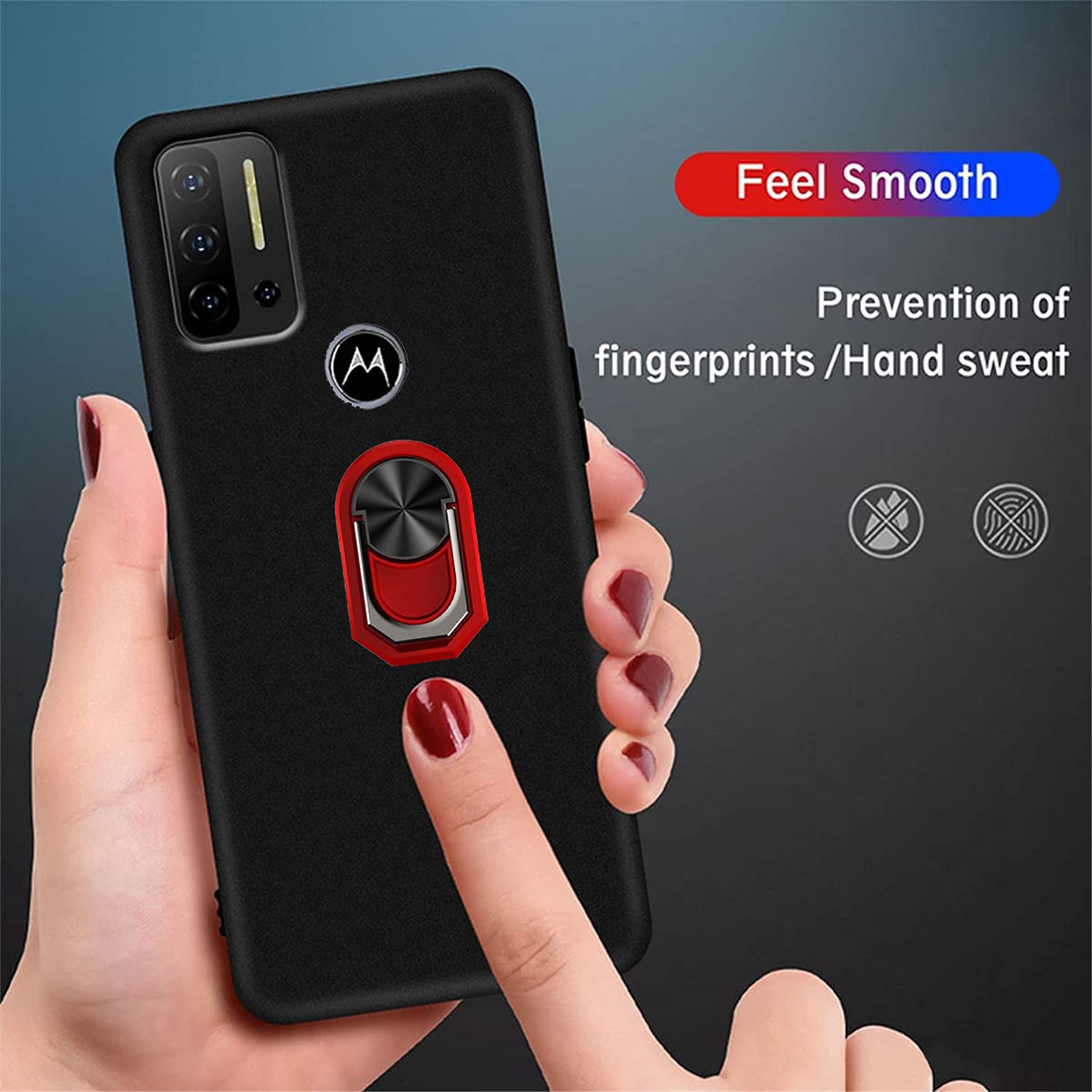 2 Pack Tempered Glass Screen Protector & Full Body Shockproof Case with Kickstand & 360 Ring Holder for BLU View 3 B140DL - Red | Durable Defender Phone Cover for Work, Travel & Outdoor Activities