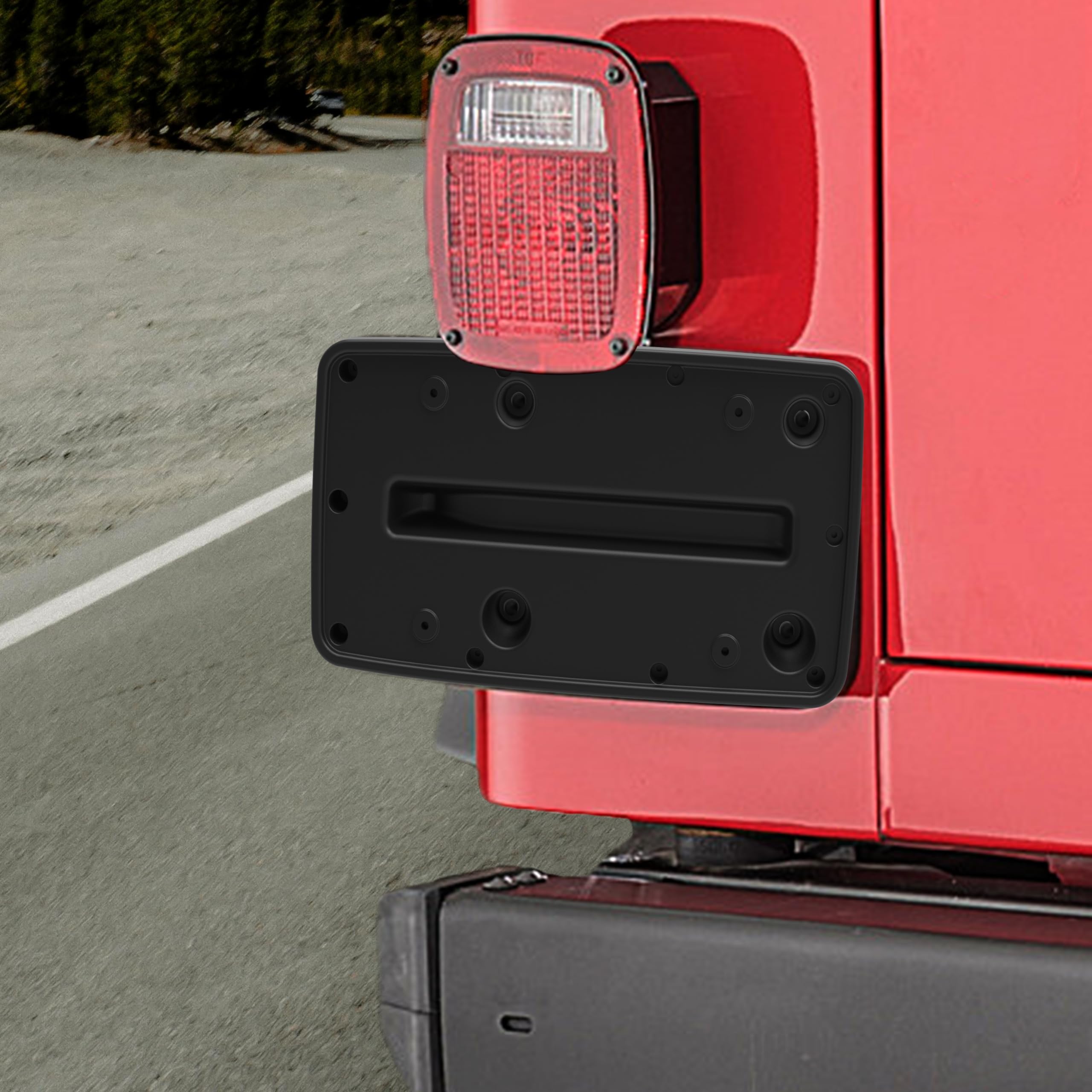 KEWISAUTO License Plate Frame for Jeep Wrangler TJ 1997-2006 - Rear Bracket Holder Cover Replacement (1PCS, Fits #55174994) - Durable Car Accessory for Off-Road & Street Driving