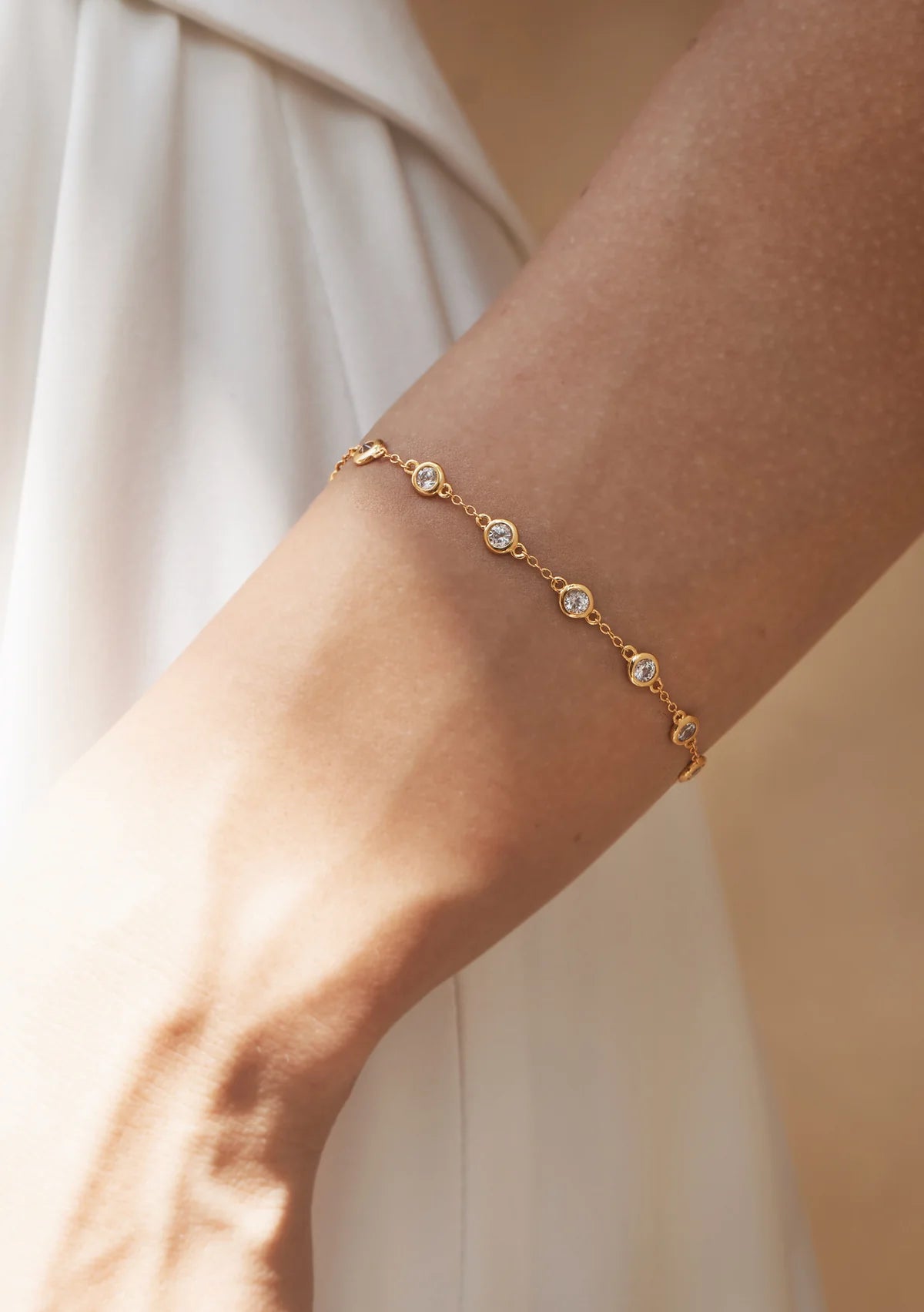 Lola Knight Kennedy Bezel Set Crystal Bracelet - 18K Gold Plated Women's Jewelry for Parties, Weddings & Special Occasions