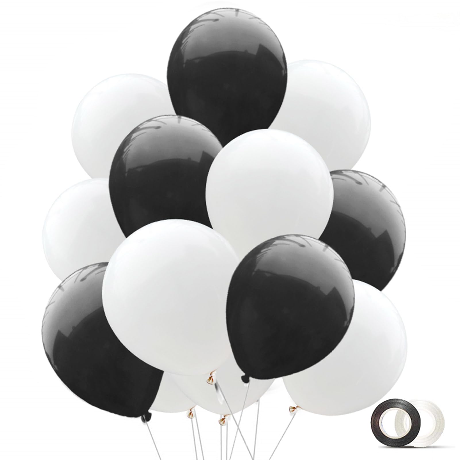 100-Pack 12 Inch Black & White Party Balloons - Premium Latex Balloons for Birthday, Wedding, Graduation Decorations | Perfect for Indoor & Outdoor Party Decor, Baby Showers, Anniversary Celebrations