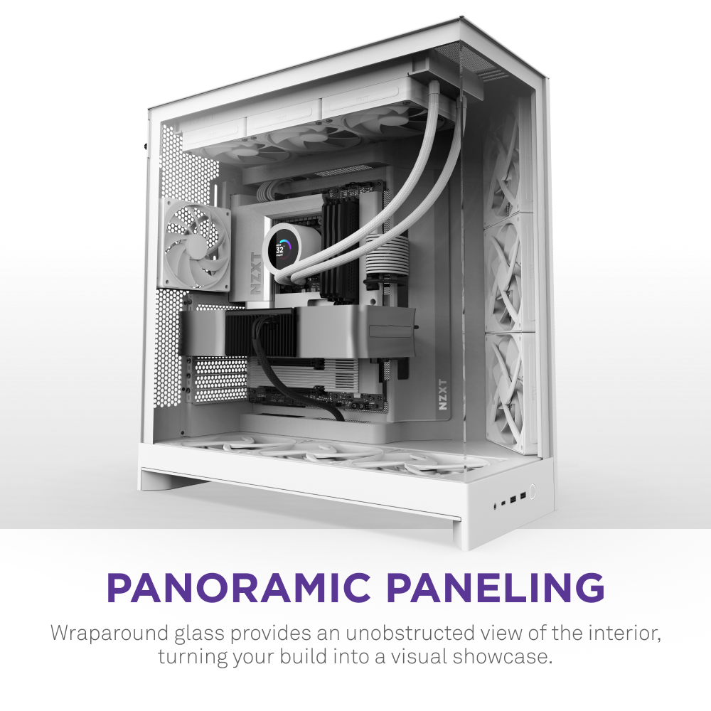 NZXT H9 Flow Mid-Tower PC Case - Premium Tempered Glass Design, RGB Lighting & High Airflow for Gaming & Streaming Setups - Perfect for Esports, Content Creation & High-Performance Builds
