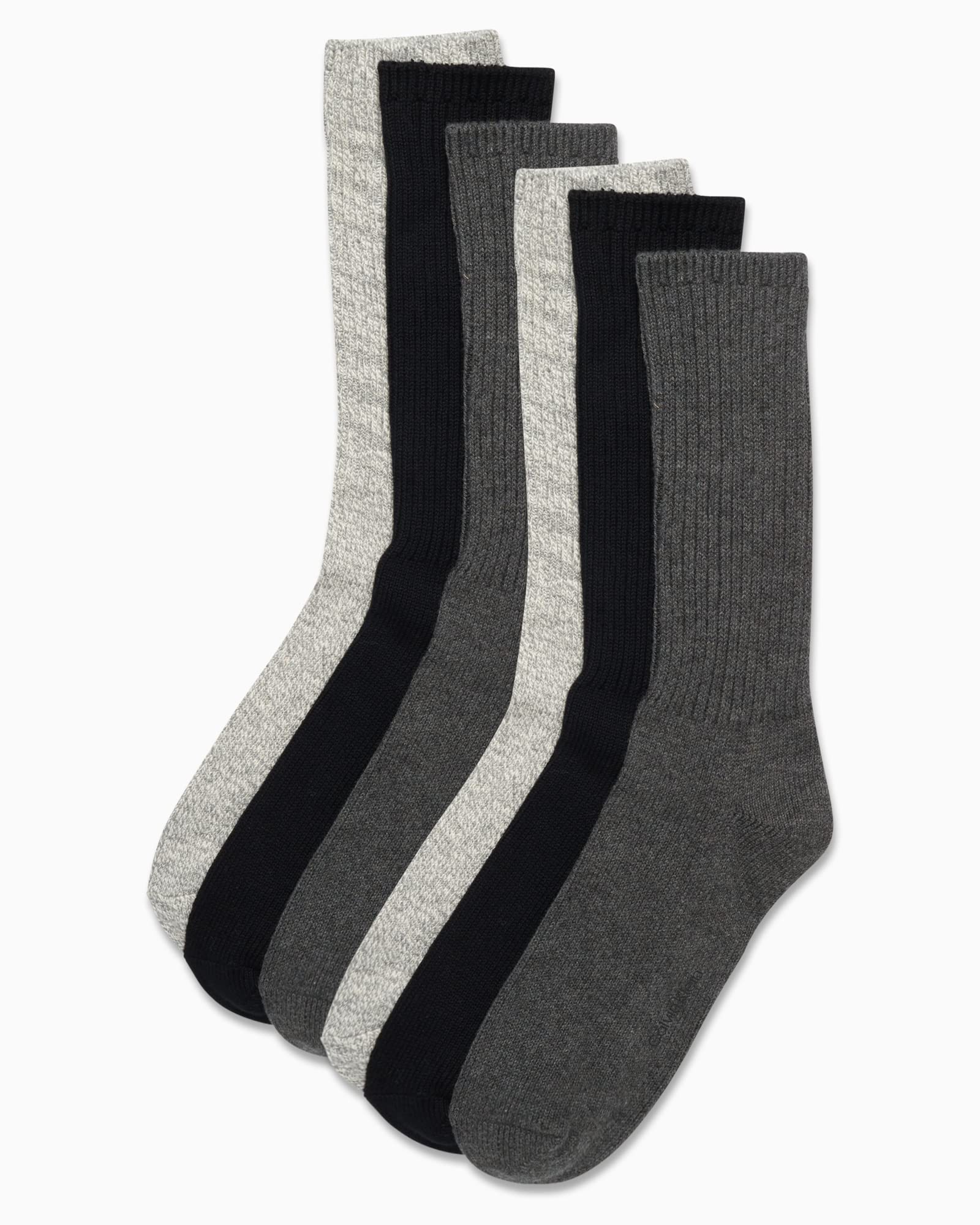 Calvin Klein Men's Cotton Blend Crew Socks 6-Pack - Lightweight, Breathable & Comfortable for Everyday Wear, Workout & Casual Outfits