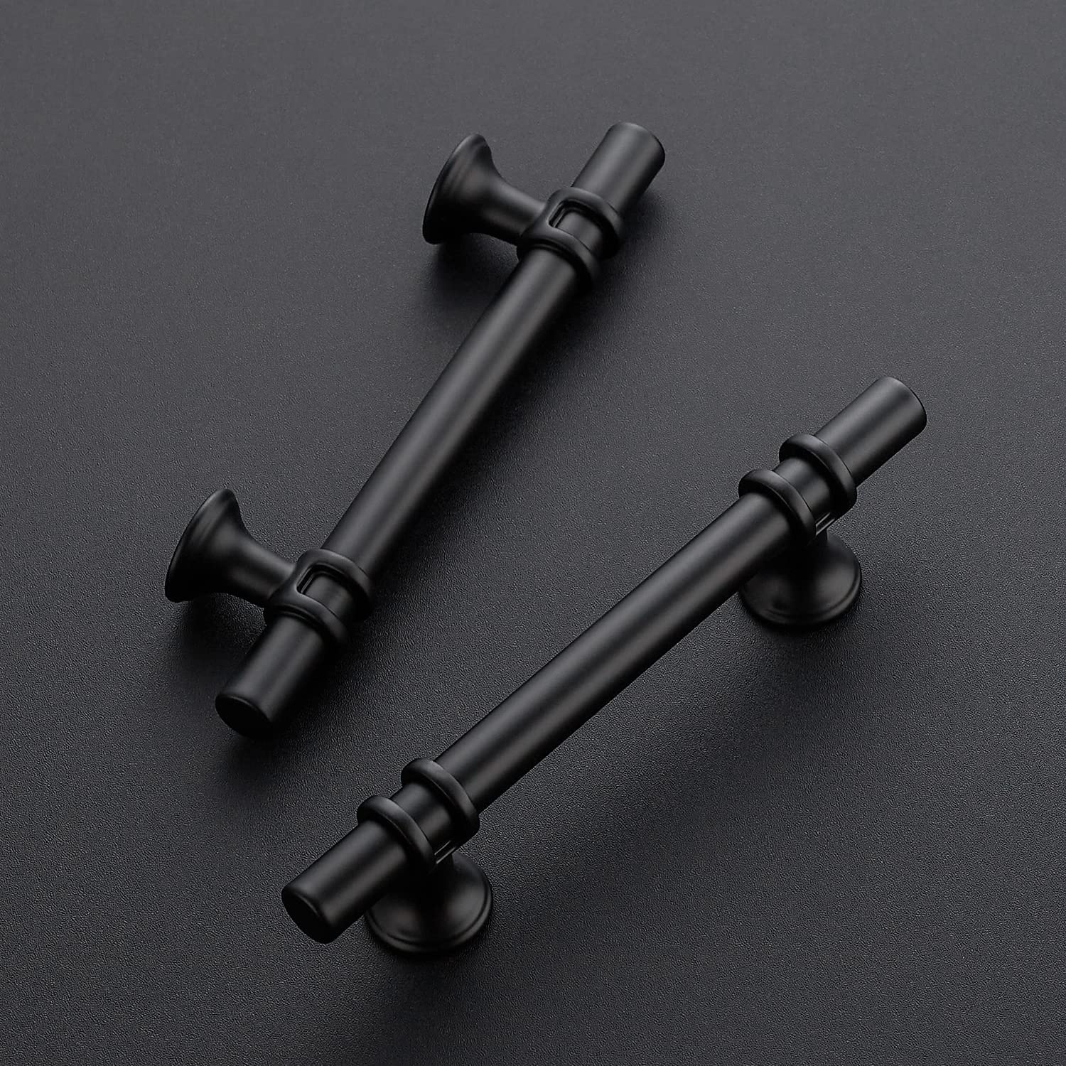 Ravinte 15 Pack 6 Inch Matte Black Cabinet Pulls - Round Base Kitchen Cupboard Handles & Drawer Pulls (6
