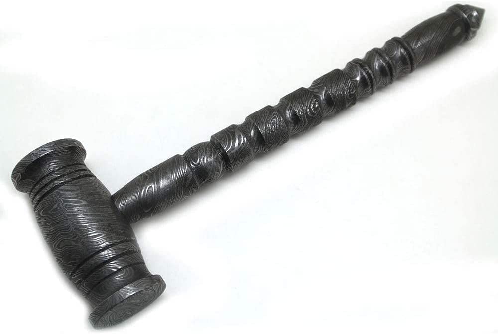 Wild Turkey Handmade Damascus Steel Hammer - Functional Artisan Tool for Woodworking, Blacksmithing & Outdoor Survival