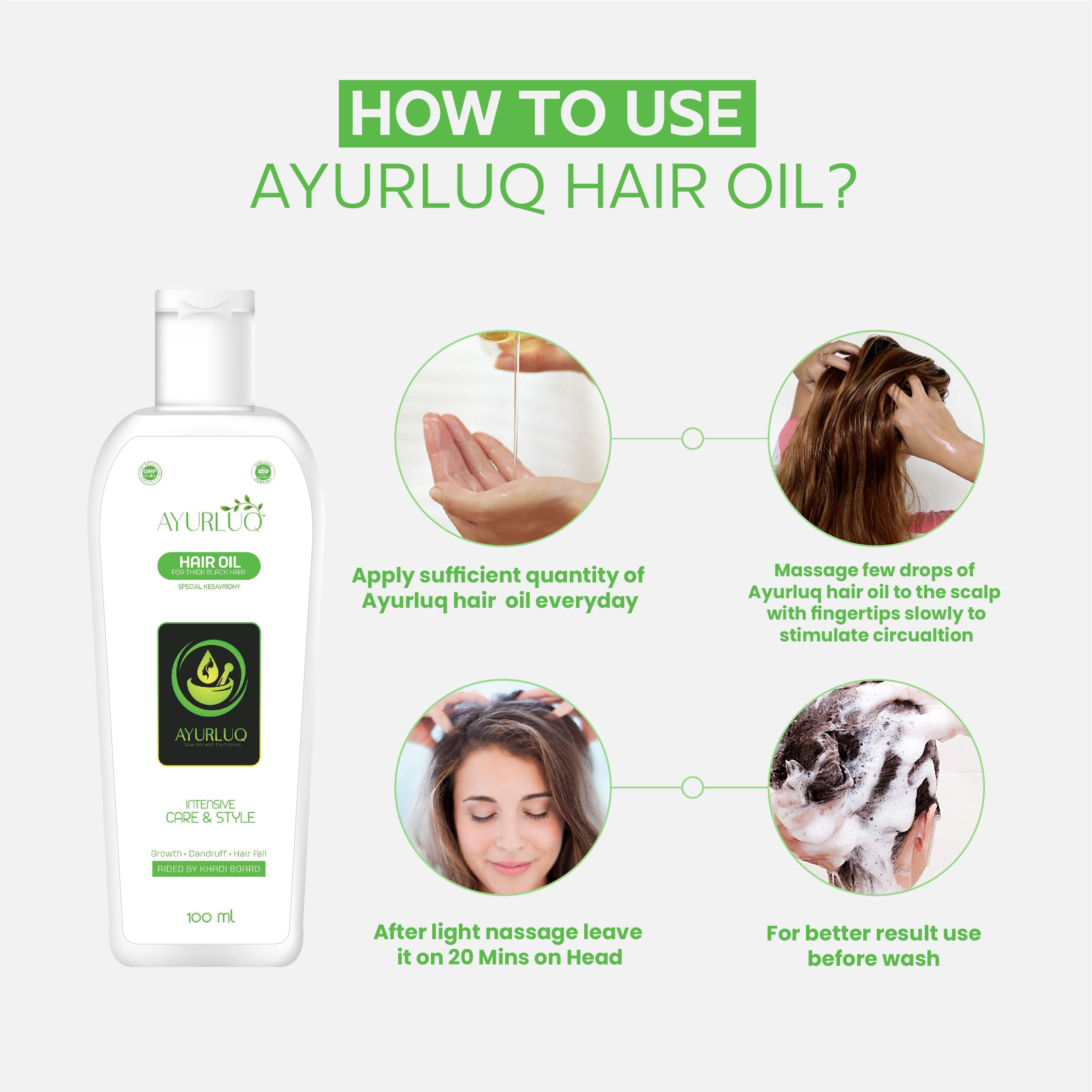 Ayurluq Pure Herbal Hair Oil - Controls Hair Fall, Reduces Dandruff & Promotes Hair Growth - 100ml for Healthy Scalp & Stronger Hair - Perfect for Daily Hair Care Routine & Scalp Massage