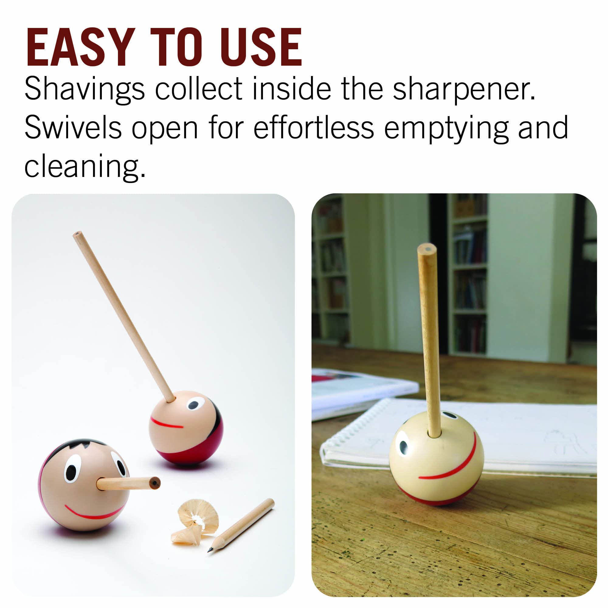 Monkey Business Geppetto Pinocchio Pencil Sharpener - Manual Handheld Sharpener with Pencil Nose for Kids & Adults - Fun Novelty Gift for Boys & Girls - Perfect for School, Office & Art Projects