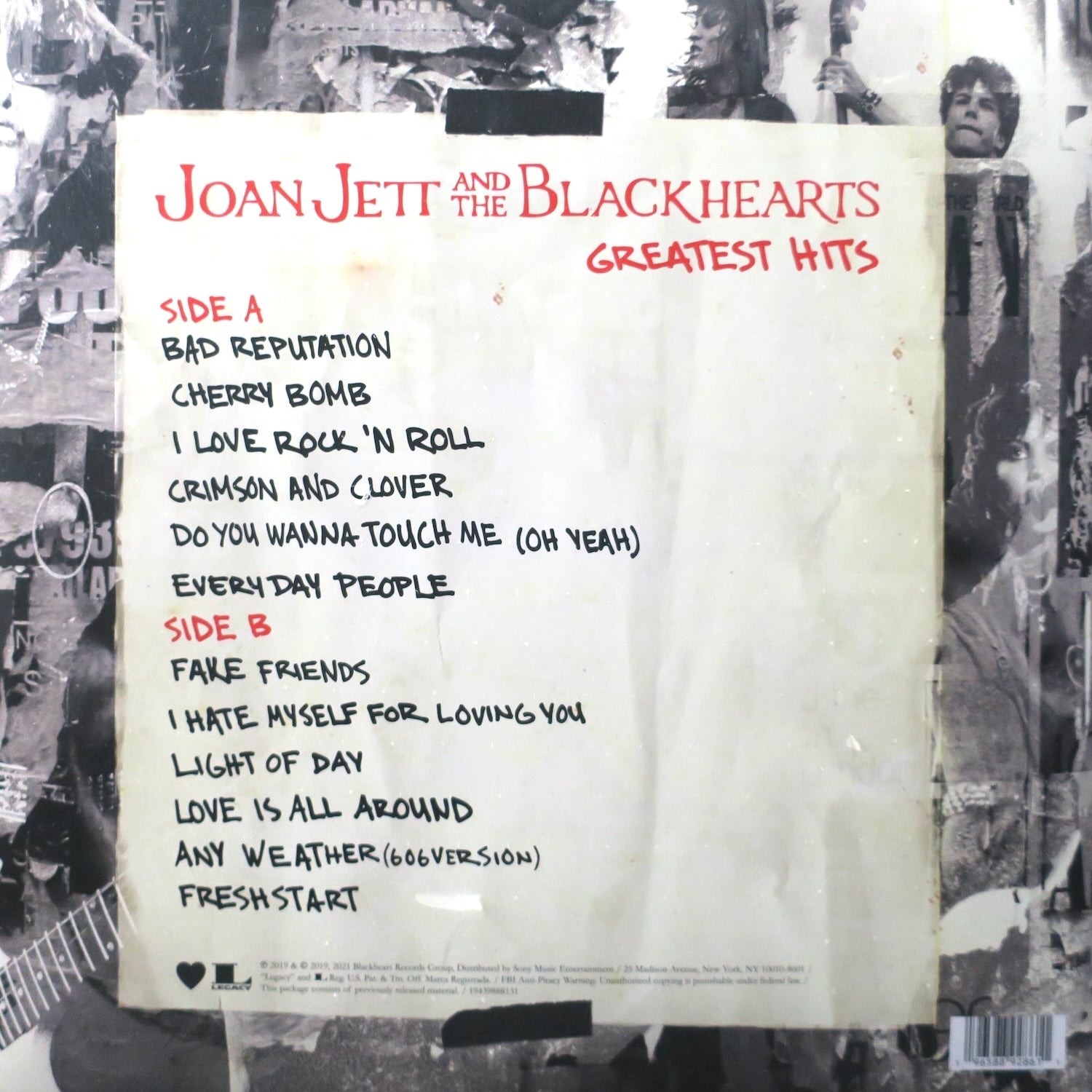 JOAN JETT & THE BLACKHEARTS 'Greatest Hits' Vinyl LP Record - Classic Rock Music Collection for Home, Party & DJ Use