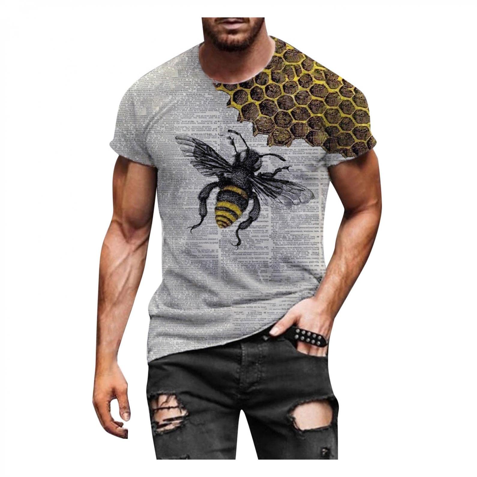 Men's Short Sleeve Casual Shirts - Regular Fit Crew Neck Retro Print Tee Tops for Everyday Wear | Summer Fashion, Street Style & Weekend Outfits