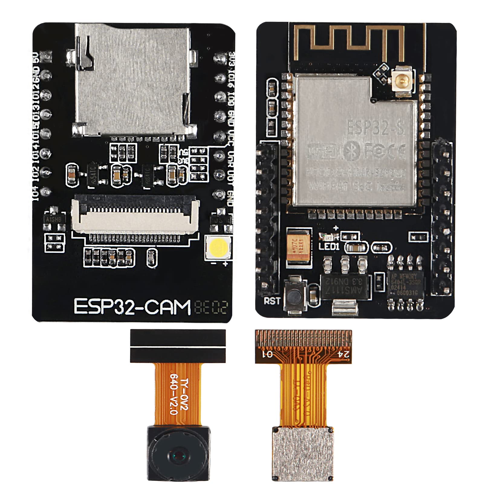 2PCS ESP32-CAM WiFi Bluetooth Development Board with OV2640 2MP Camera Module for Arduino, IoT, Smart Home & Security Projects - Perfect for DIY Electronics, Face Recognition & Remote Monitoring