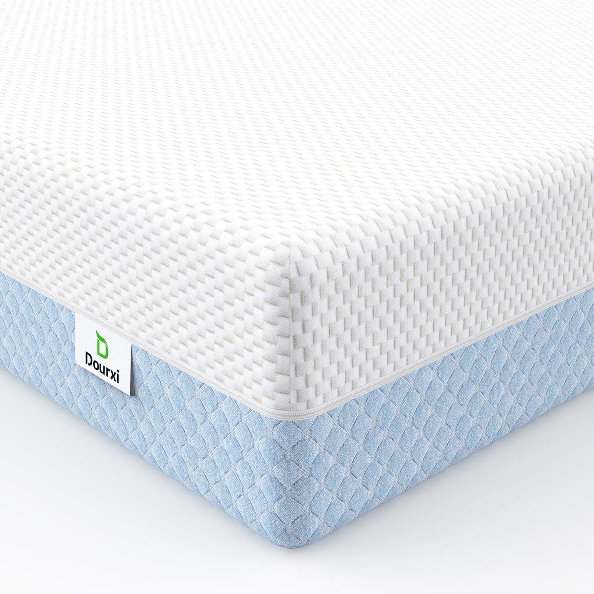 Dual-Sided Memory Foam Crib Mattress for Infants & Toddlers - Breathable 3-Layer Premium Baby Bed Mattress with Removable Washable Cover (White & Blue) | Safe & Comfortable Nursery Sleep Solution for Newborns to Toddlers