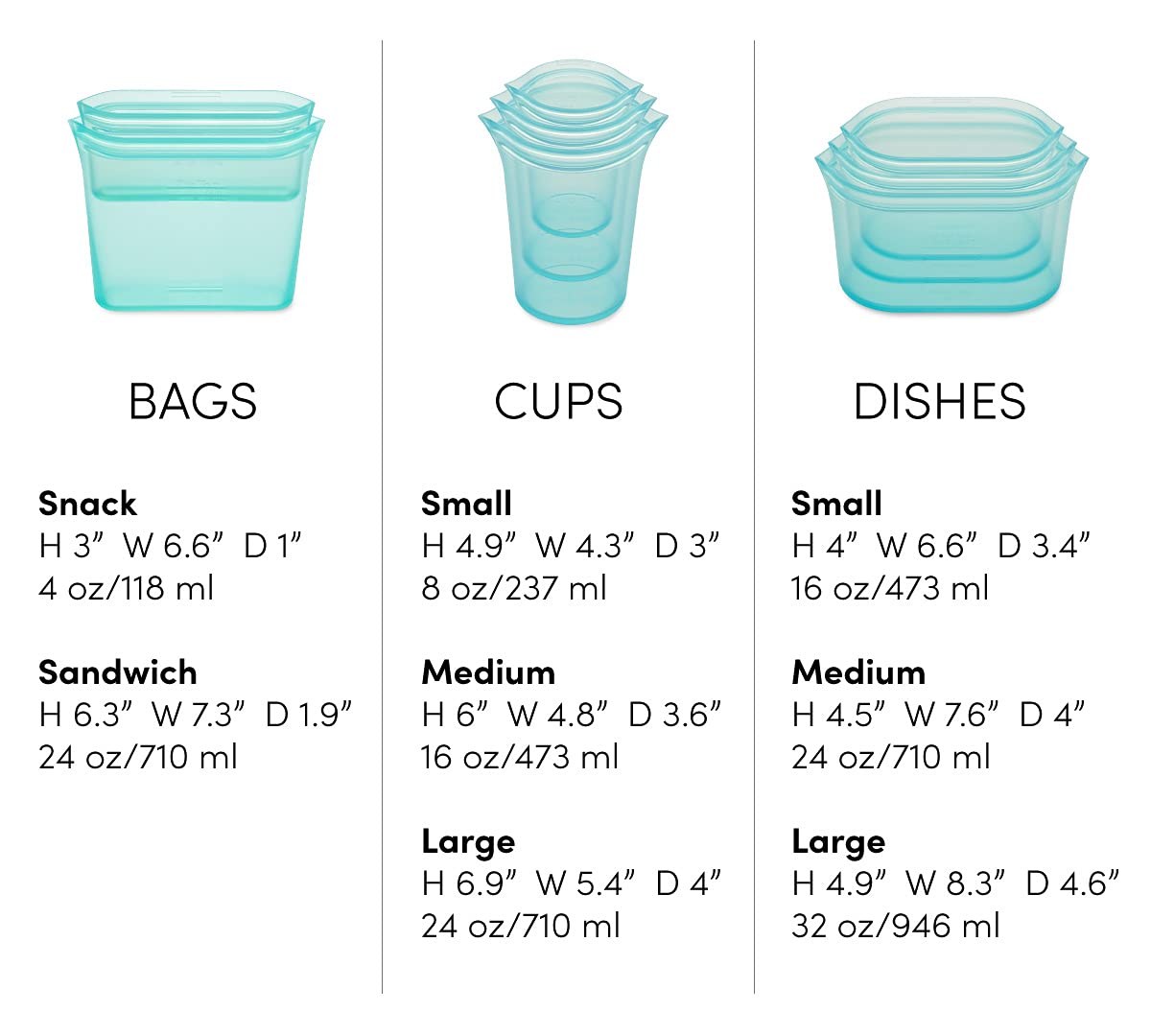 Eco-Friendly Zip Top Reusable Food Storage Bags - Set of 8 Frost-Colored Silicone Containers | Microwave, Dishwasher & Freezer Safe | BPA-Free Meal Prep Bags | Made in USA | Perfect for Lunch Box, Meal Planning & Leftovers Storage