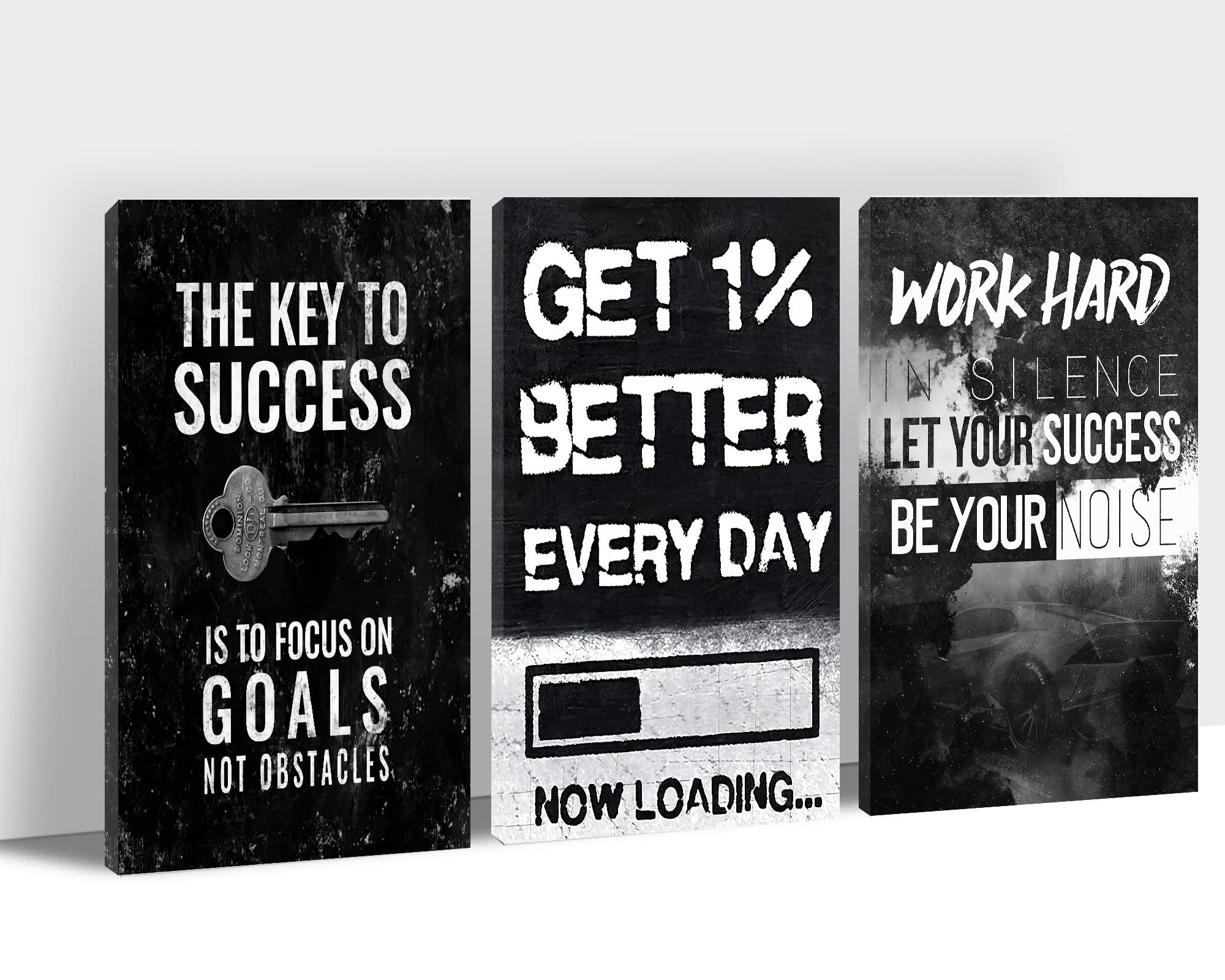 TIMUBA Motivational Wall Art Set - 3 Piece Inspirational Quote Canvas Prints for Office & Home Decor (20x30 Inches, Framed & Ready to Hang) - Perfect for Workspace, Living Room & Bedroom Wall Decor