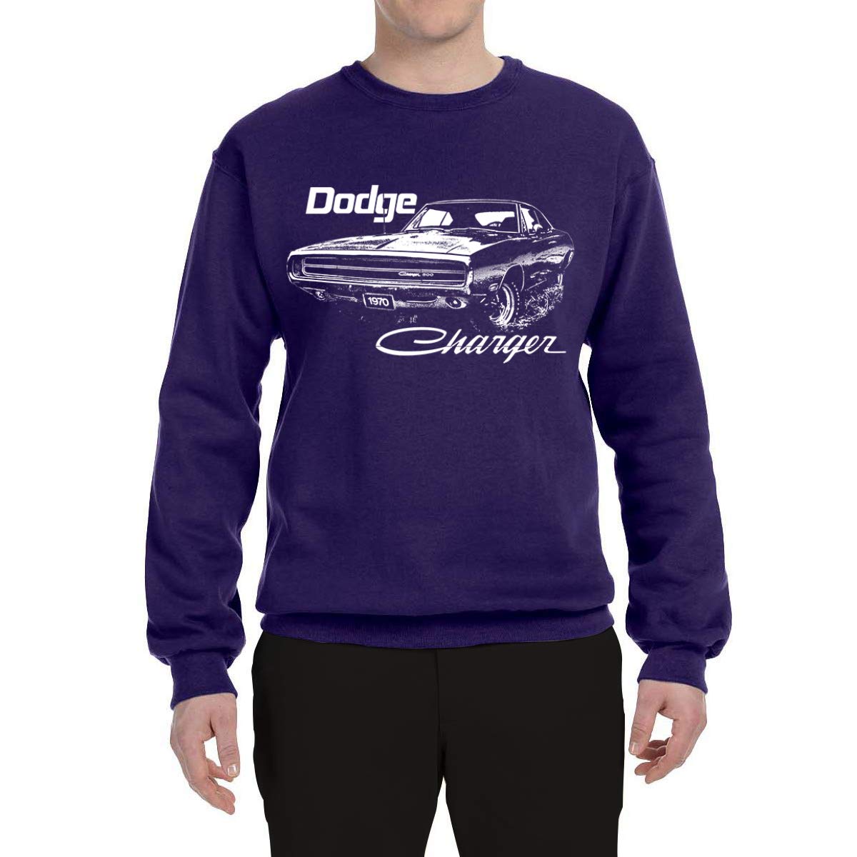 Vintage 1970 Dodge Charger Racing Graphic Sweatshirt for Men - Retro White Muscle Car Hoodie | Casual Wear, Car Enthusiast Gift, Streetwear Fashion