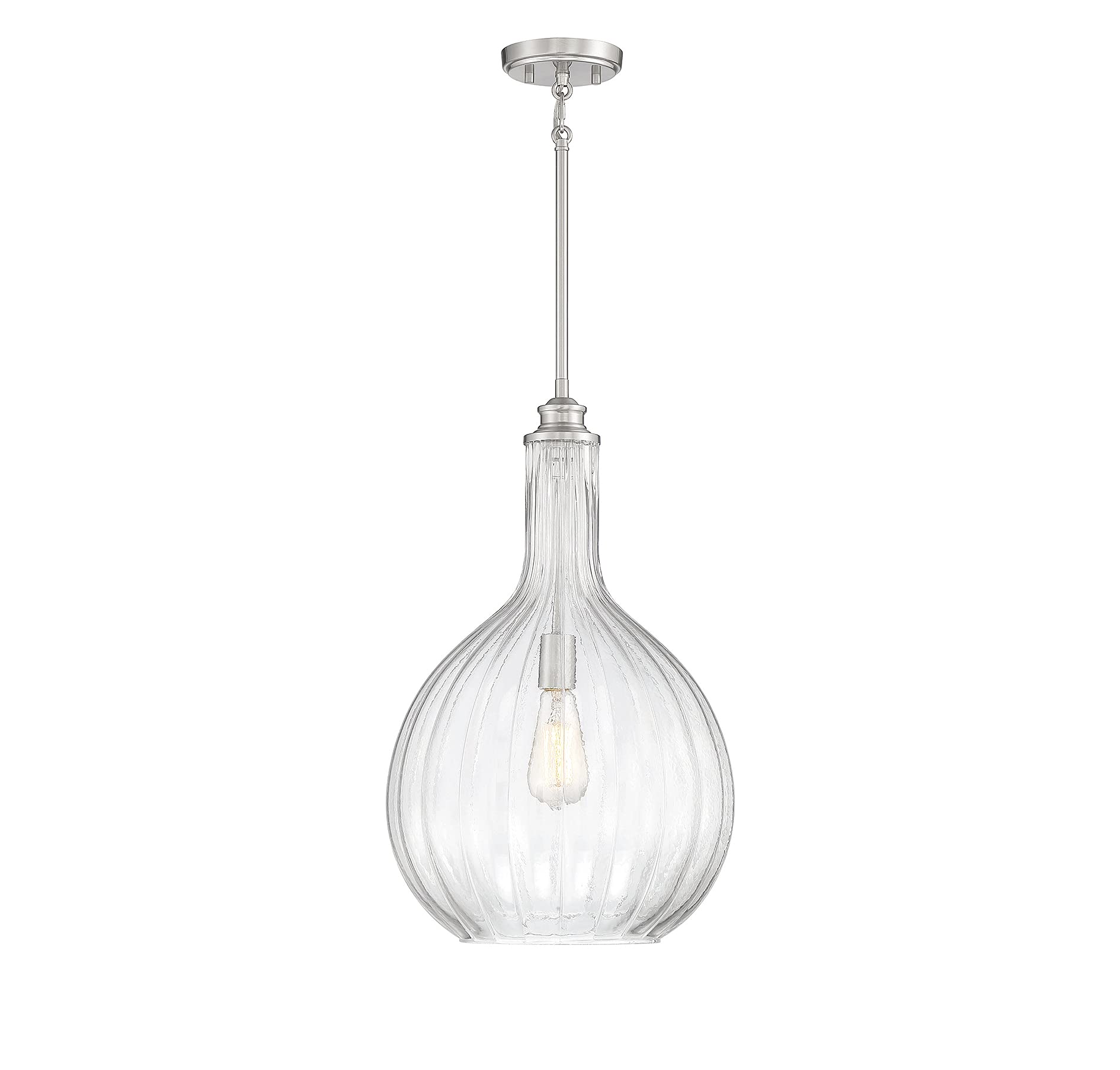 Savoy House Brandon 1-Light 60W Satin Nickel Pendant Light Fixture - Perfect for Kitchen Island, Dining Room, or Entryway Lighting