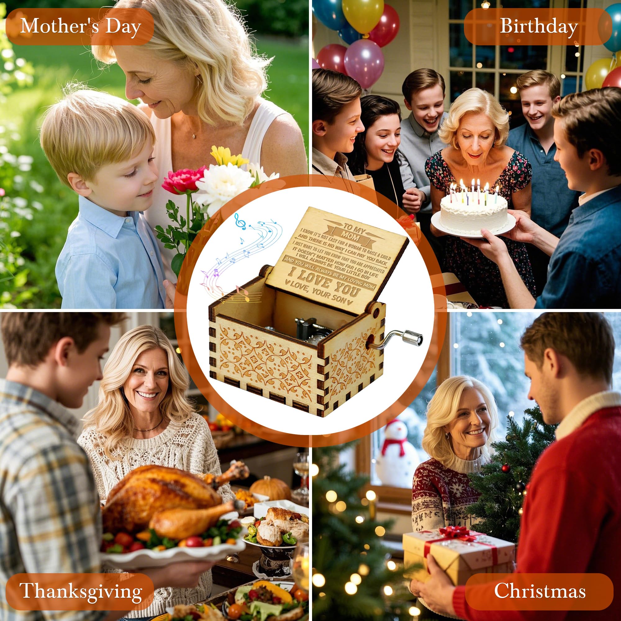 Wooden Music Box Gift for Mom - Birthday, Mother's Day & Anniversary - Perfect for Daughter & Son Gifts
