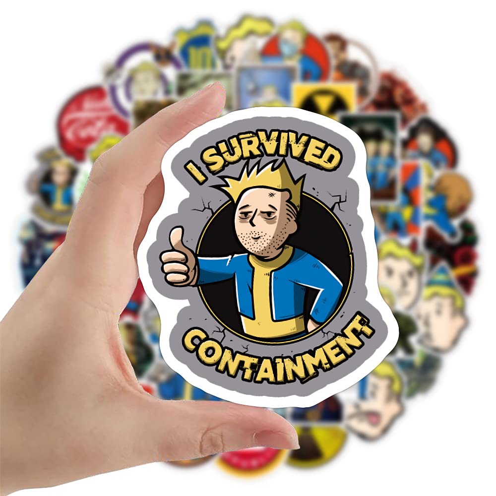 50Pcs Fallout Themed Vinyl Stickers - Waterproof Decals for Laptop, Water Bottle, Suitcase, Fridge & More | Perfect for Gaming Fans, Birthday Party Favors & Kids Room Decor