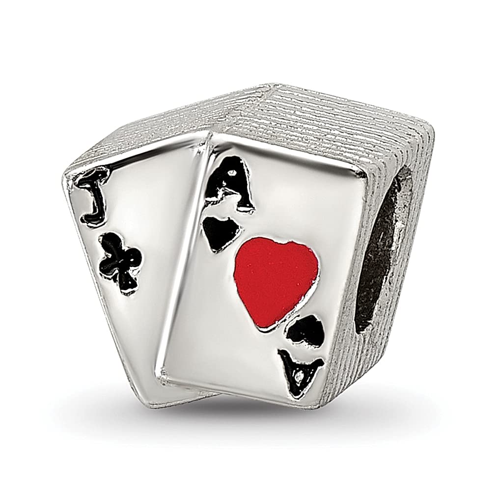925 Sterling Silver Blackjack Charm Bead for Bracelet - Enameled Casino Theme Jewelry for Women - Perfect Gift for Her, Poker Players & Gambling Enthusiasts - Great for Casino Nights, Gifts & Jewelry Making
