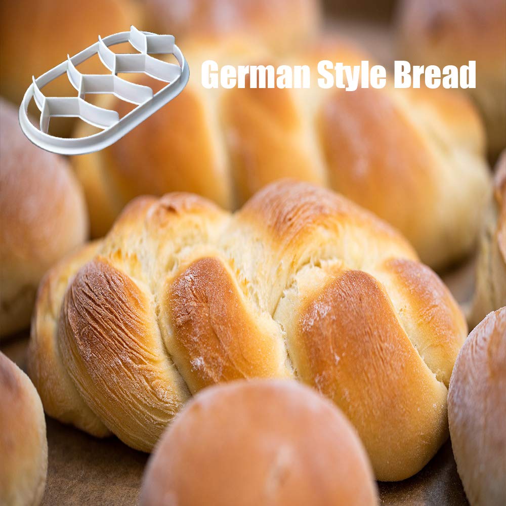 Premium 3-Piece Kaiser Roll Stamp Set - German Style Bread Roll Press & Croissant Cutter - Dough Press Mold for Baking, Cookie Making - Perfect for Home Bakers & Professional Bakeries (Ideal for Artisan Breads, Pastries & Holiday Baking)