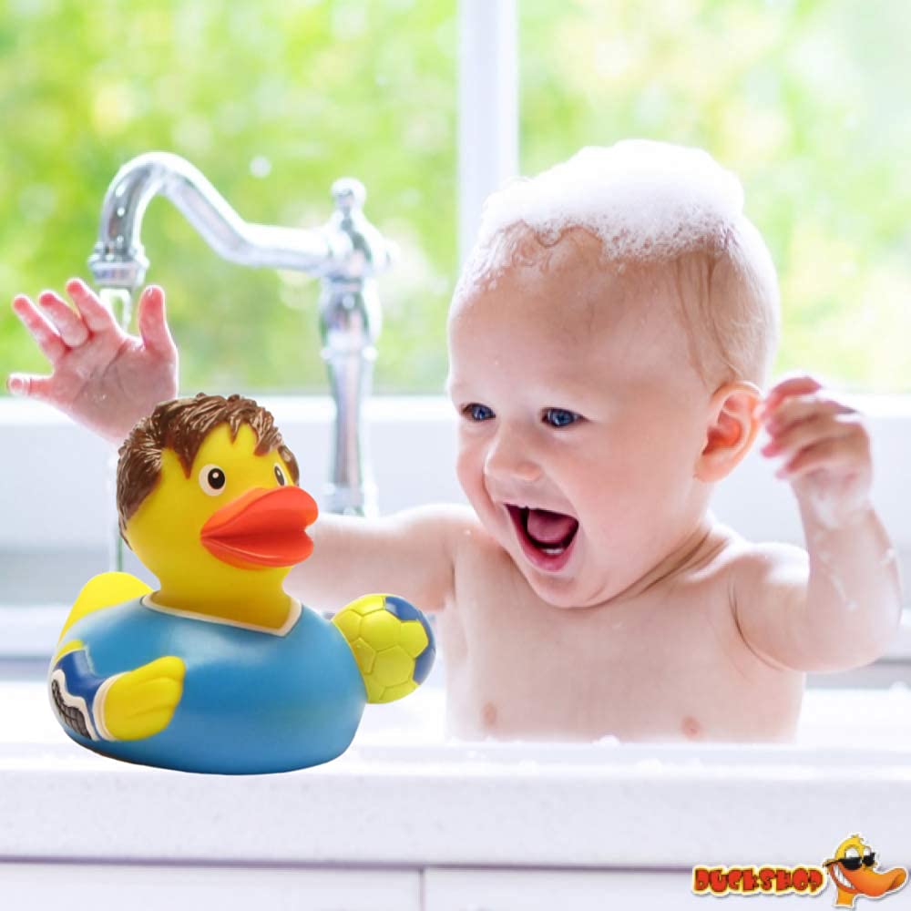 Duckshop Squeaky Bath Duck Toy - 8 cm Rubber Duck for Kids Bath Time Fun, Baby Shower Gift & Pool Party Decor