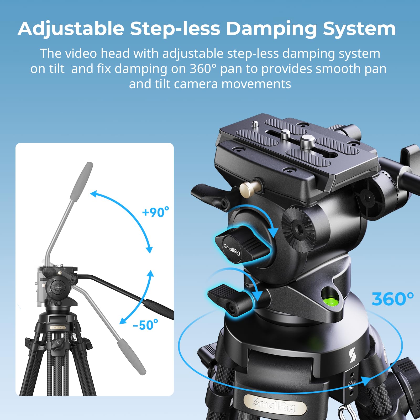 SmallRig Lightweight Carbon Fiber Video Tripod Kit with Fluid Head - 64
