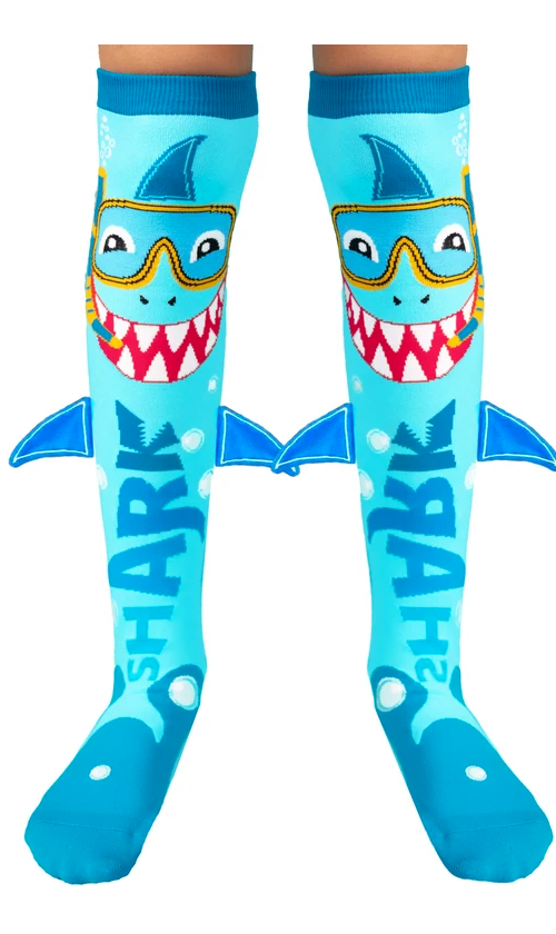 Madmia Shark Socks for Men Women - Fun Novelty Animal Print Crew Socks - Perfect Gift for Shark Lovers, Beach Day & Casual Wear