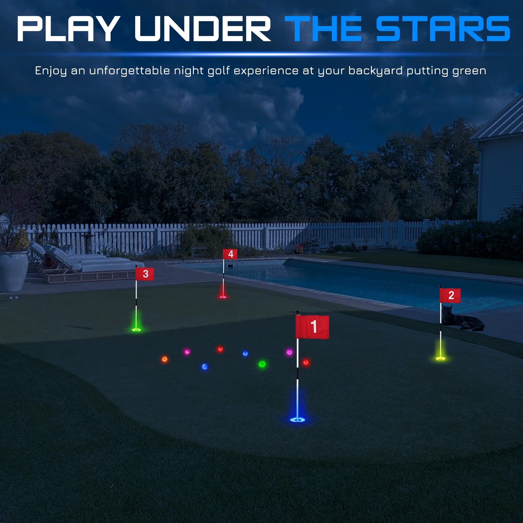 KINGTOP LED Golf Hole Light with Anti-Glare Lens - Battery Operated Putting Cup Lights for Night Golf, Backyard Practice & Indoor Training | Perfect for Golf Parties, Driving Range & Home Putting Greens